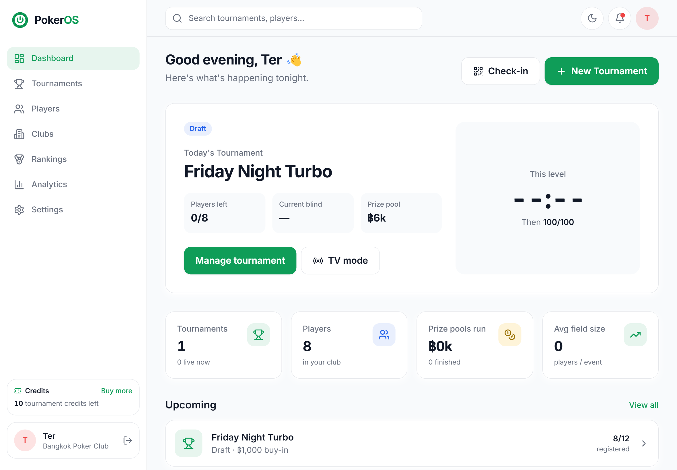 PokerOS dashboard